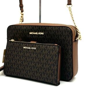 Michael Kors Large EW Crossbody Bag & Large Double Zip Wallet Brown